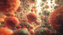 Abstract Floating Spheres with Vibrant Warm Tones
