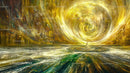 Ethereal Golden Vortex in Mystical Landscape
