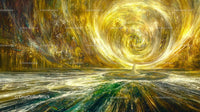 Ethereal Golden Vortex in Mystical Landscape