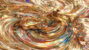 Dynamic Swirl of Colorful Abstract Art with Golden Hues