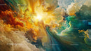 Vibrant Abstract Swirling Clouds with Light Burst