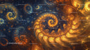 Vivid Fractal Spirals in Dazzling Blue and Gold