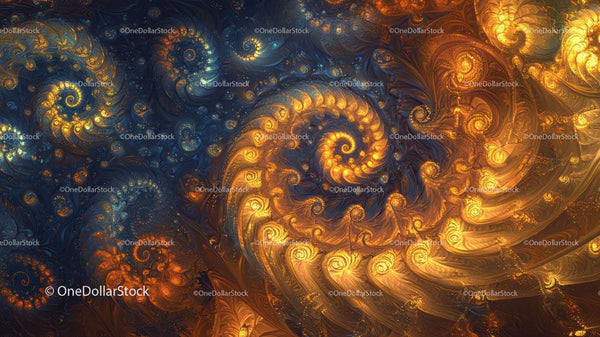 Żywe Spirale Fraktalne w Olśniewającym Niebieskim i Złotym