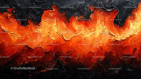 Dynamic Abstract Art with Fiery Orange and Black Hues