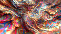 Vibrant Abstract Swirls with Dreamlike Human Figure