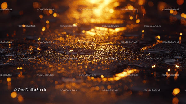Golden Reflections on a Rainy Urban Night