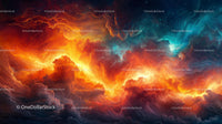 Vibrant Celestial Clouds in Fiery Sunset Glow
