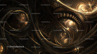 Intricate Golden Fractal Spirals with Luminous Glow