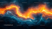 Fiery Cosmic Wave in Vivid Abstract Art