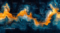 Dynamic Swirls of Orange and Blue Ink in Fluid Art