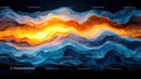 Dynamic Abstract Waves with Fiery Orange and Blue Colors