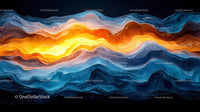 Dynamic Abstract Waves with Fiery Orange and Blue Colors