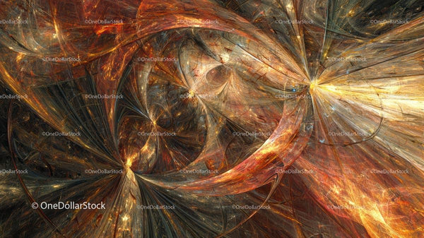 Vibrant Fractal Art with Golden and Dark Swirls
