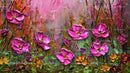 Vibrant Pink Flowers in Abstract Acrylic Painting