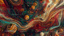 Vibrant Cosmic Swirls in Abstract Art Design