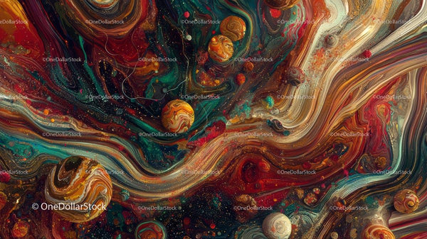 Vibrant Cosmic Swirls in Abstract Art Design