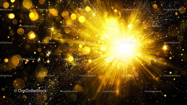Radiant Golden Burst with Sparkling Lights