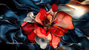 Vibrant Red Petals on Textured Blue Background