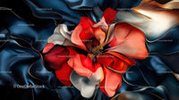 Vibrant Red Petals on Textured Blue Background