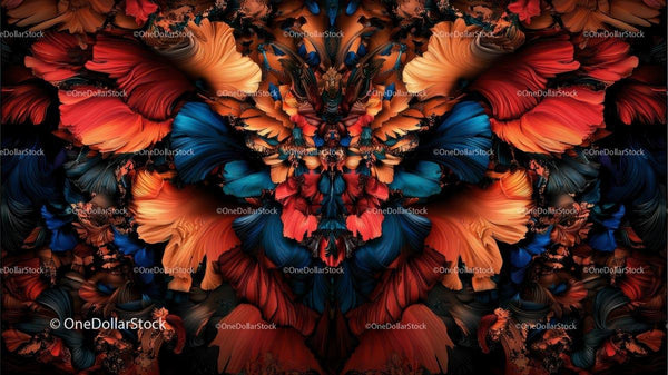 Vibrant Abstract Floral Pattern with Symmetrical Design