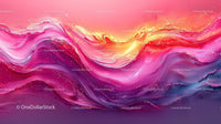 Vibrant Abstract Wave Art with Dynamic Pink and Orange Hues