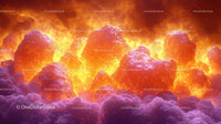 Fiery Lava Flow Amidst Smoke and Flames