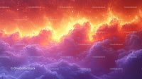 Vibrant Sunset Clouds in a Fiery Dreamlike Sky