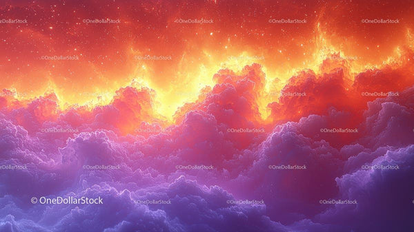 Vibrant Sunset Clouds in a Fiery Dreamlike Sky