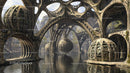 Futuristic Spherical Structures in a Mystical Landscape