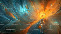 Vibrant Fractal Art with Fiery and Cool Tones