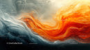 Dynamic Abstract Swirl in Fiery Orange and Stormy Gray