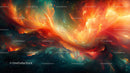 Vivid Cosmic Swirl with Fiery Abstract Colors