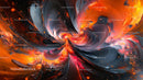 Vibrant Fiery Swirl in Dynamic Abstract Art