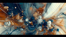 Dynamic Abstract Art with Bronze and Teal Swirls