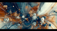 Dynamic Abstract Art with Bronze and Teal Swirls