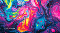 Vibrant Fluid Art with Pink and Blue Swirls