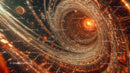 Vibrant Cosmic Swirl with Glowing Vortex