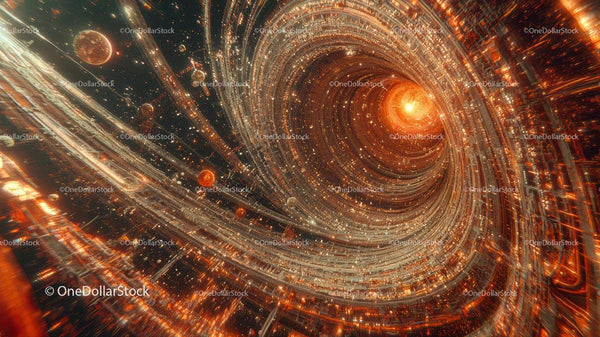 Vibrant Cosmic Swirl with Glowing Vortex