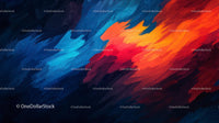 Vibrant Abstract Painting with Blue and Red Brushstrokes