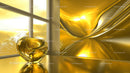 Golden Abstract Sculpture in Sunlit Modern Interior