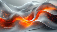 Abstract Orange and Silver Waves with Sparkling Particles