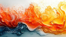 Vibrant Abstract Art with Fluid Orange and Blue Swirls