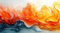 Vibrant Abstract Art with Fluid Orange and Blue Swirls