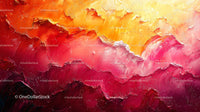 Vibrant Abstract Painting with Bold Orange and Red Tones