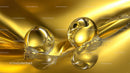 Abstract Liquid Gold with Glossy Spheres