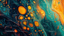 Vibrant Abstract Art with Orange and Blue Swirls