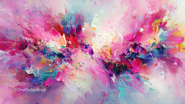 Vibrant Abstract Painting with Bold Pink and Colorful Hues