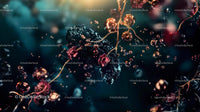 Abstract Futuristic Design with Glowing Spheres and Textures