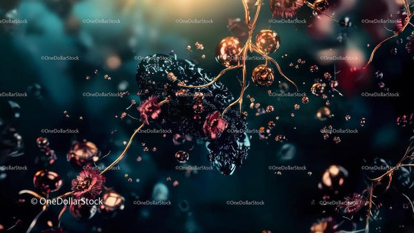 Abstract Futuristic Design with Glowing Spheres and Textures
