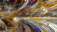 Vibrant Cosmic Swirl with Celestial Bodies